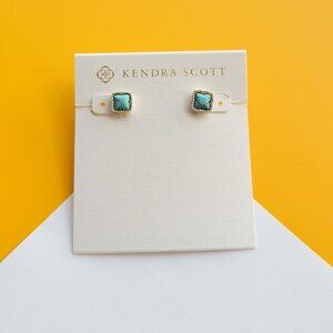 Mallory Gold Variegated Turquoise Stud Earrings by Kendra Scott